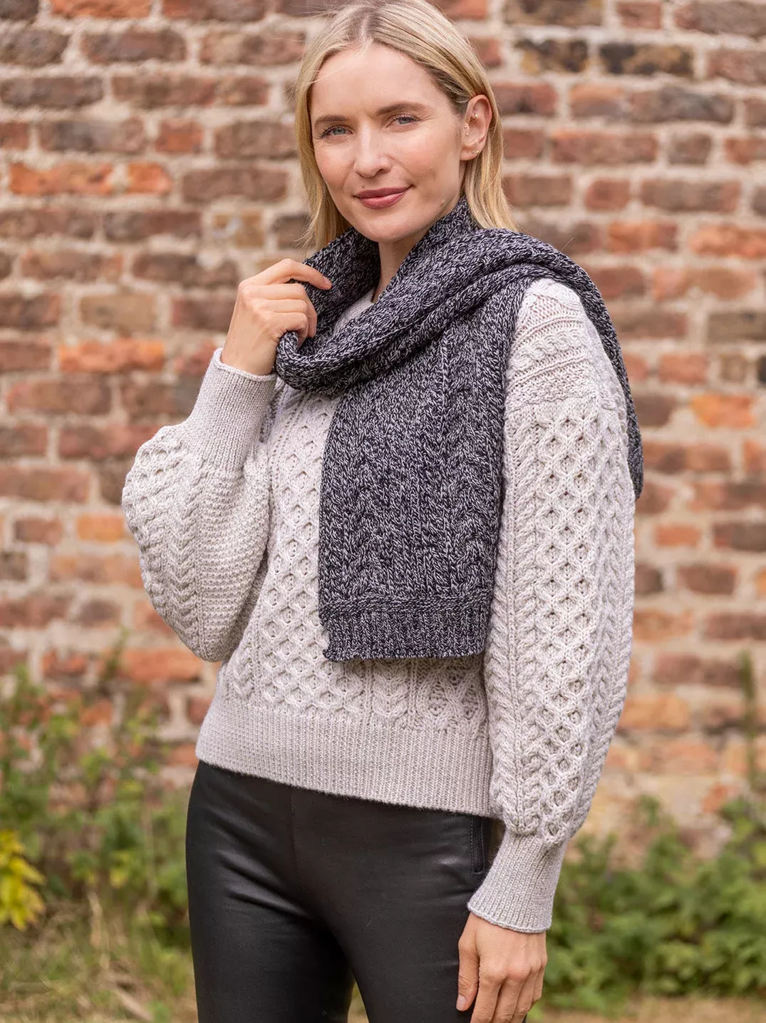 Wool and Cashmere Aran Scarf Slate