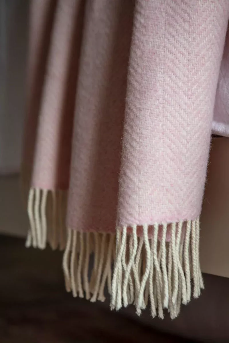 Wool and Cashmere Baby Pink Throw Col: 1430