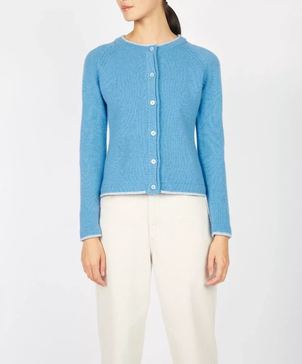 Wool and Cashmere Cardigan Azure Blue