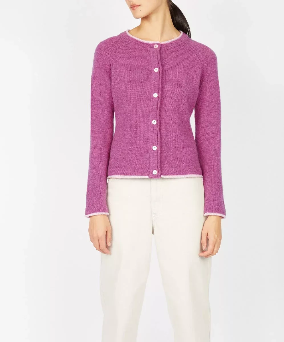 Wool and Cashmere Cardigan Pink Berry