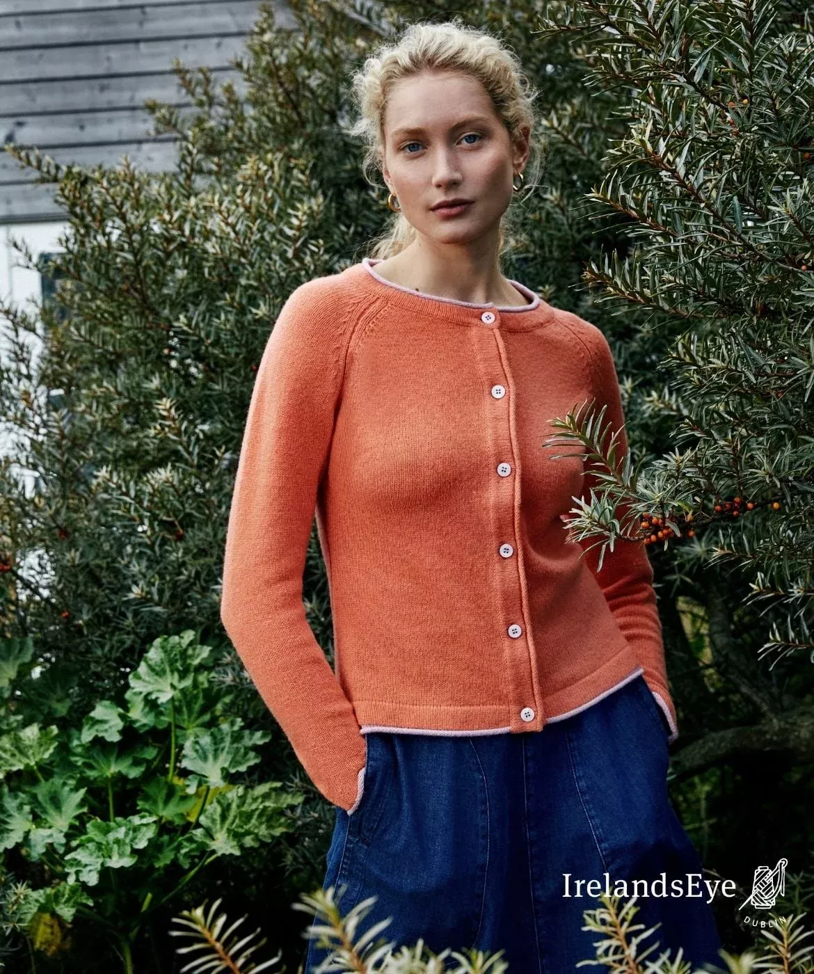 Wool and Cashmere Killiney Cardigan Coral