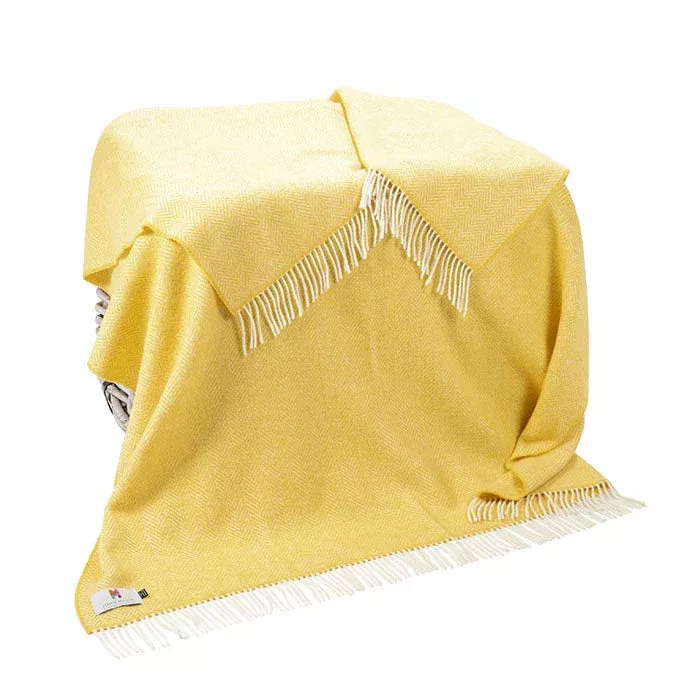 Wool and Cashmere Lemon Herringbone Throw Col: 1424