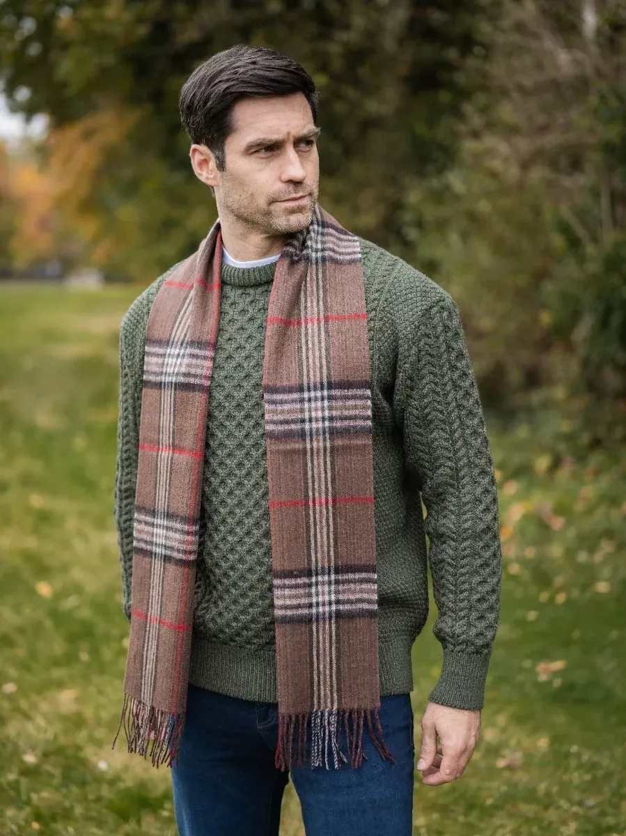Wool And Cashmere Unisex Scarf Brown Check