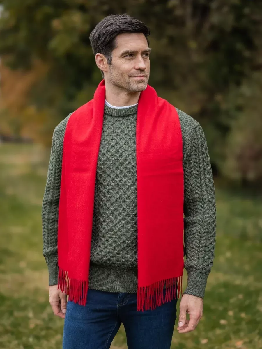 Wool and Cashmere Unisex Scarf Red