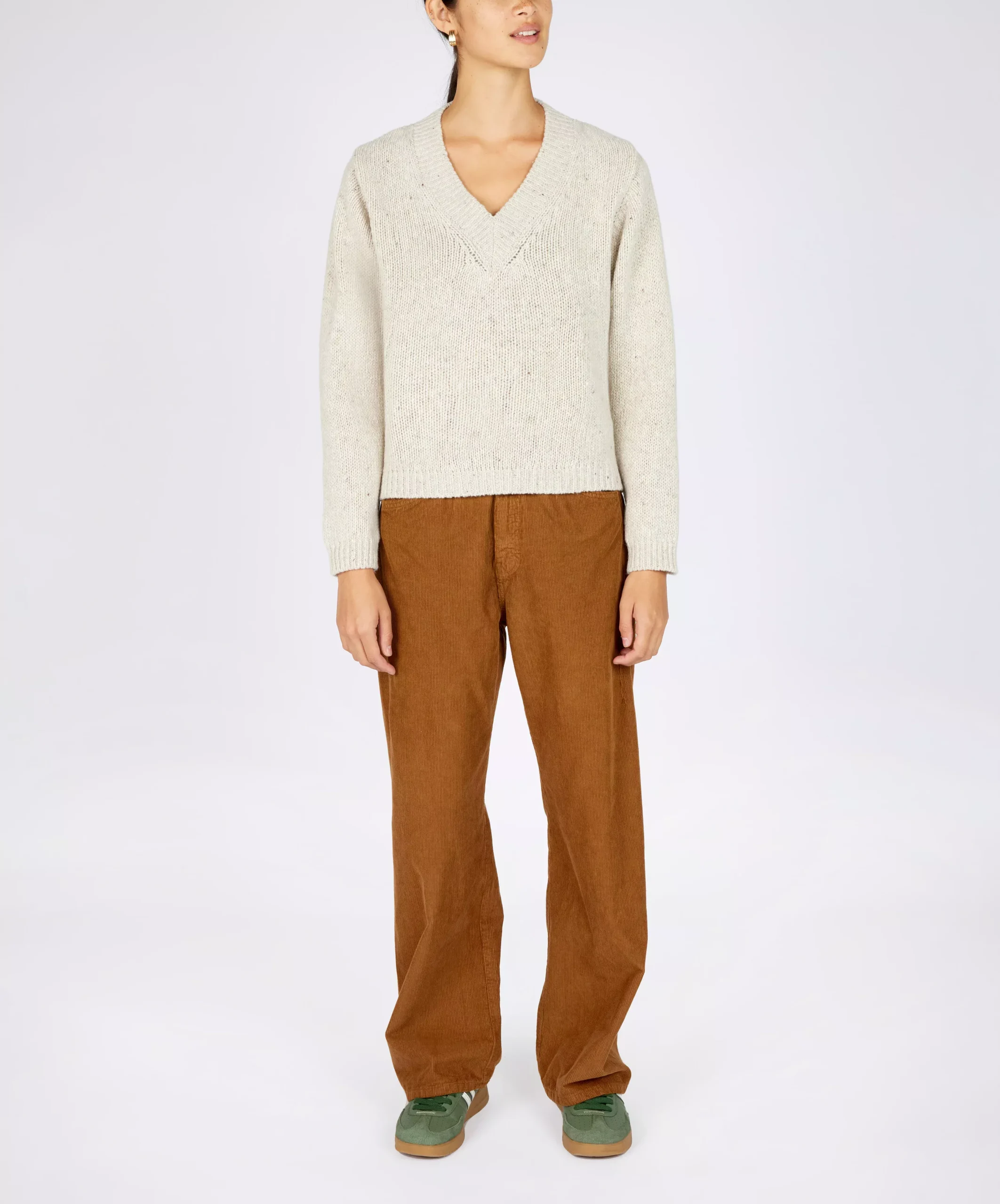 Wool and Cashmere V Neck - Kayla Sweater Chalk