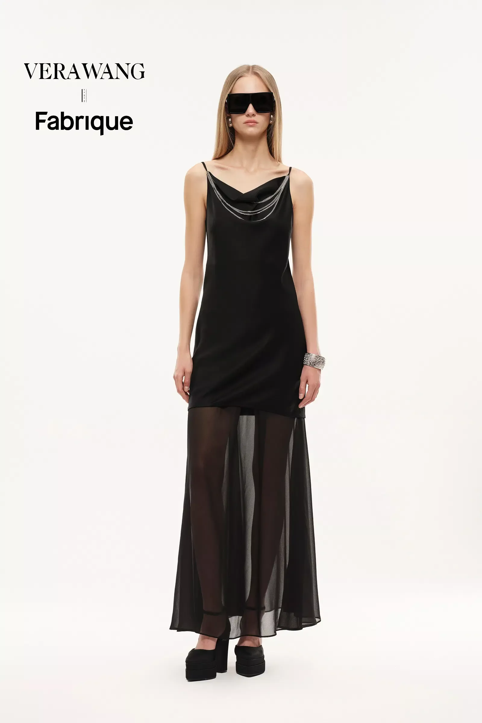 Wraith Metallic Embellished Slip Dress in Wool