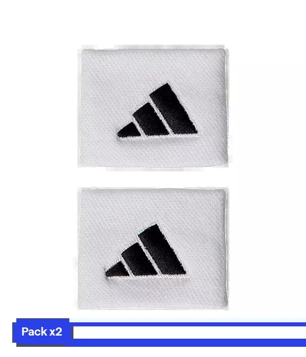Wristband Cortas Adidas White Logo Grande (Pack x2)