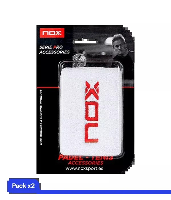 Wristband NOX Blanco/Rojo (Pack x2)