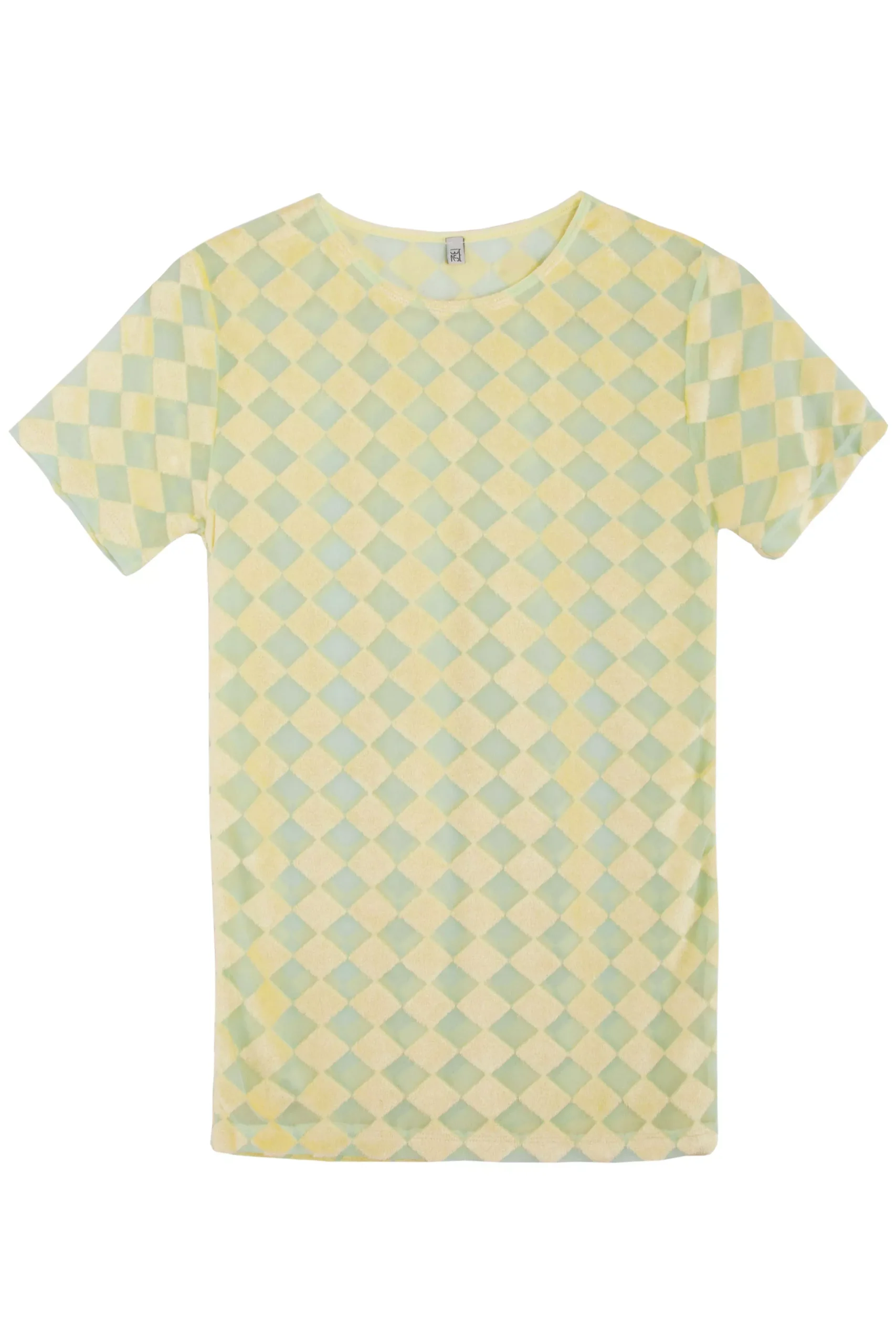 Yellow Check Velour Omo Tee