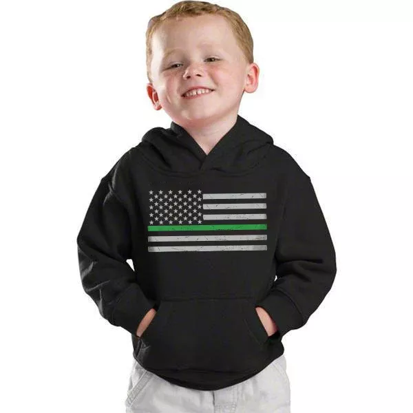 Youth Thin Green Line Flag Hoodie - Kids