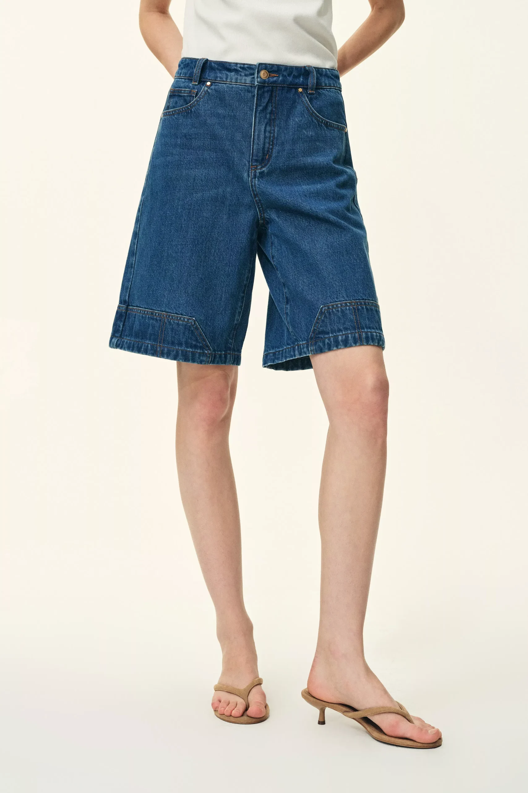 Yvonne Carpenter Denim Shorts in Deconstructed Tailoring