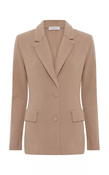 Zander Knit Jacket in Camel Brushed Cashmere