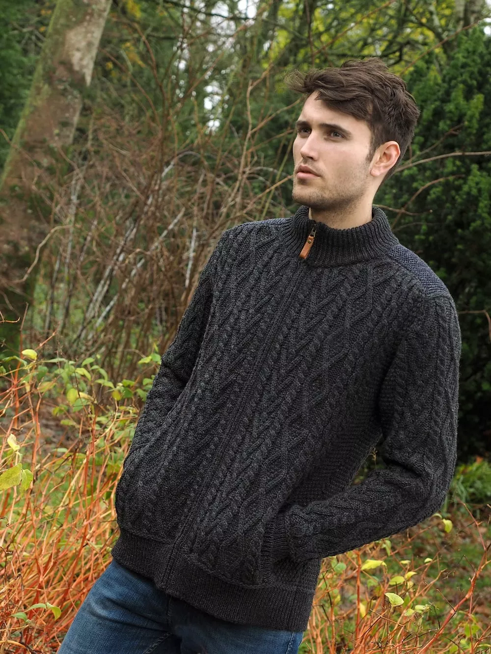 Zip Cardigan with Patch Shoulder
